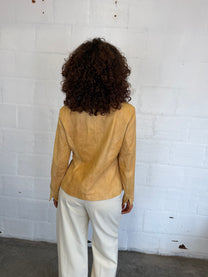 Funnel Neck Leather Jacket