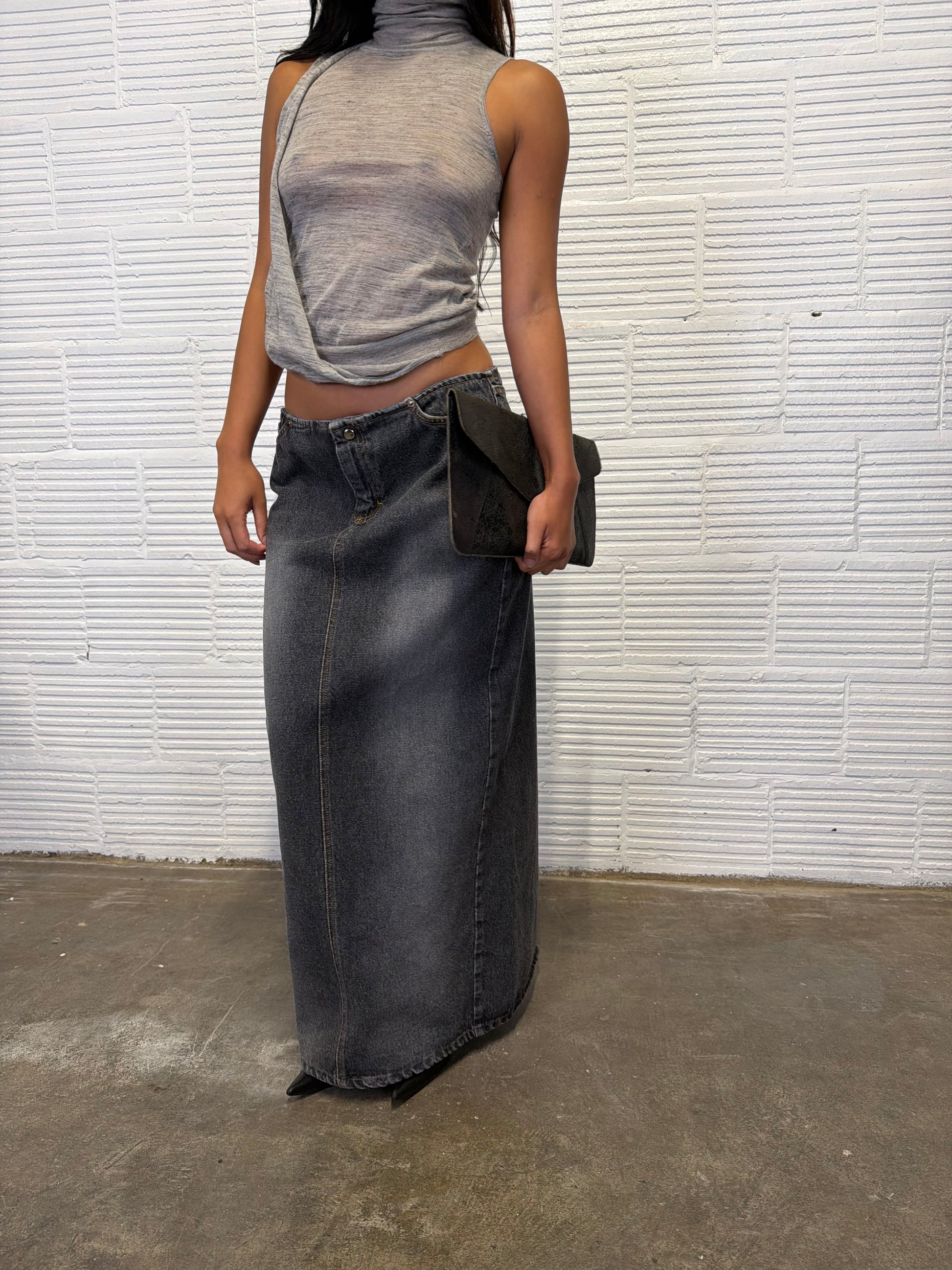 Washed Denim Skirt