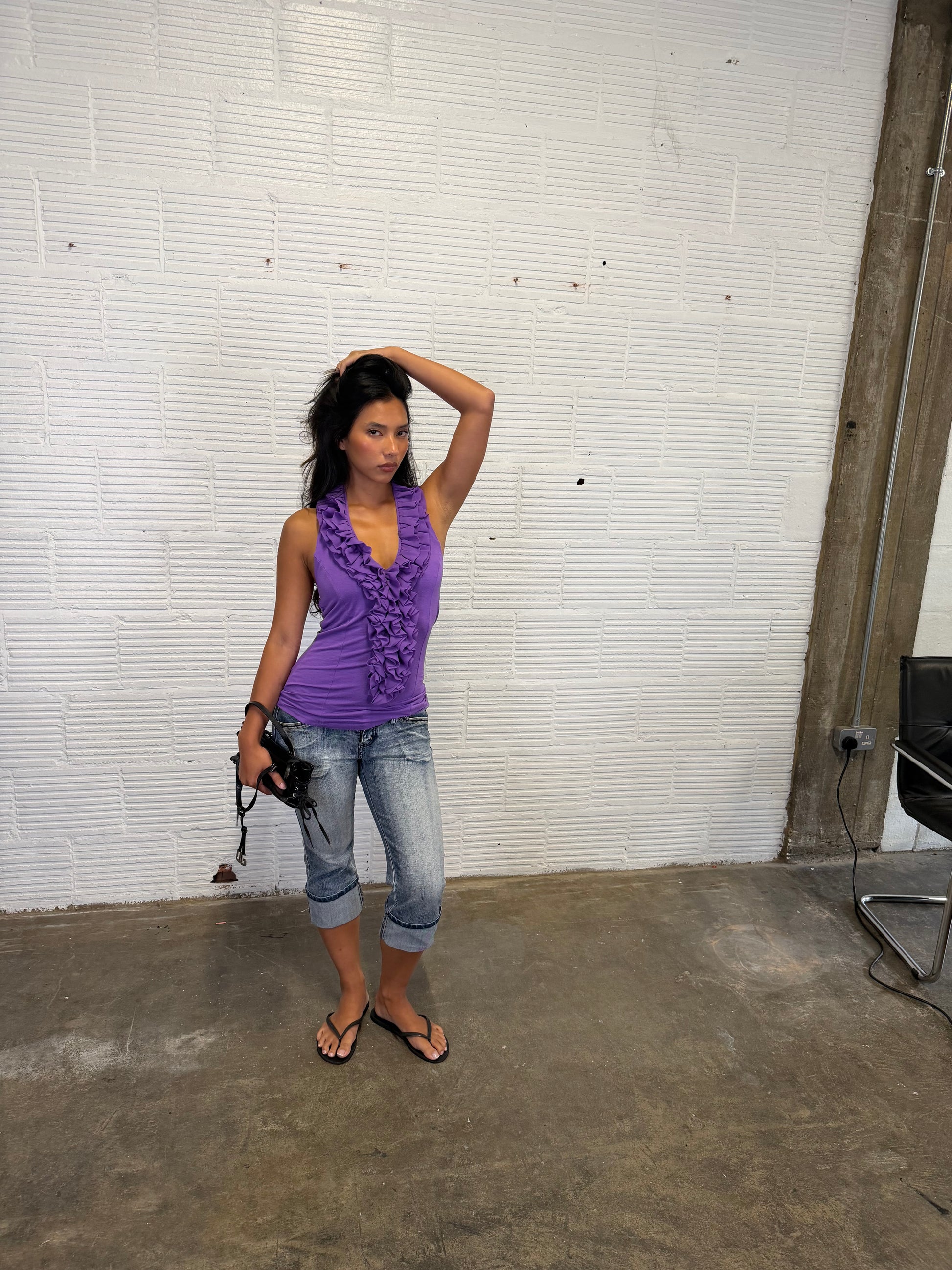 Ruffle Halter-Neck