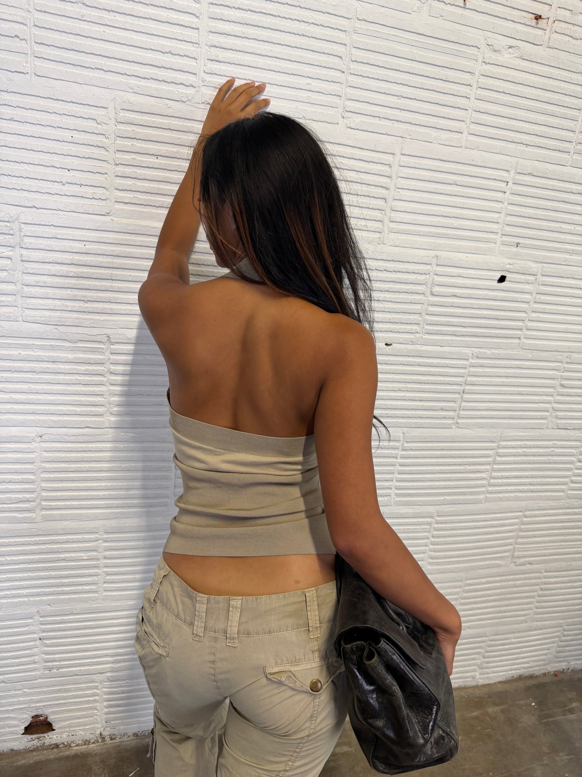 Beige Knit Halter Top