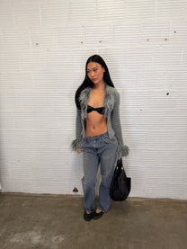 Fur Trim Cardigan