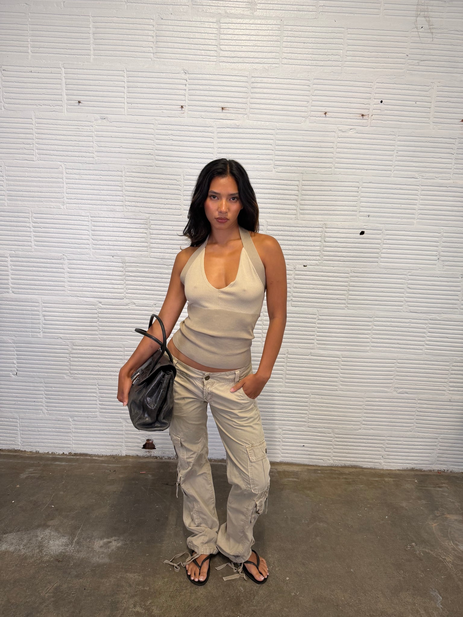 Beige Knit Halter Top
