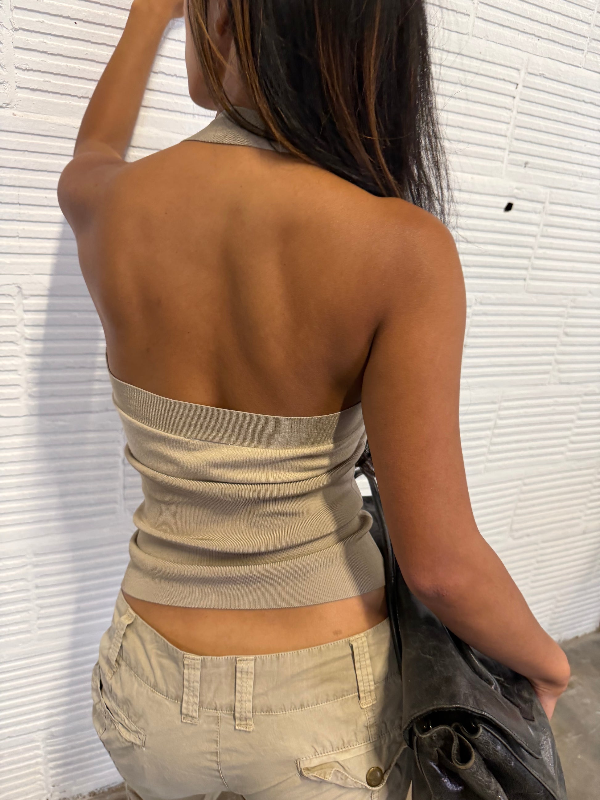 Beige Knit Halter Top