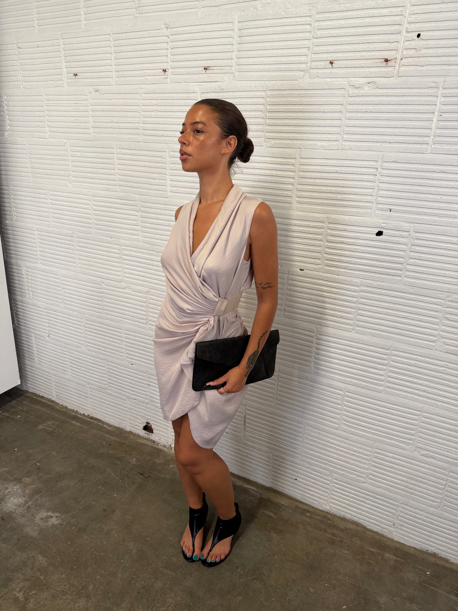 Draped Blush Mini Dress
