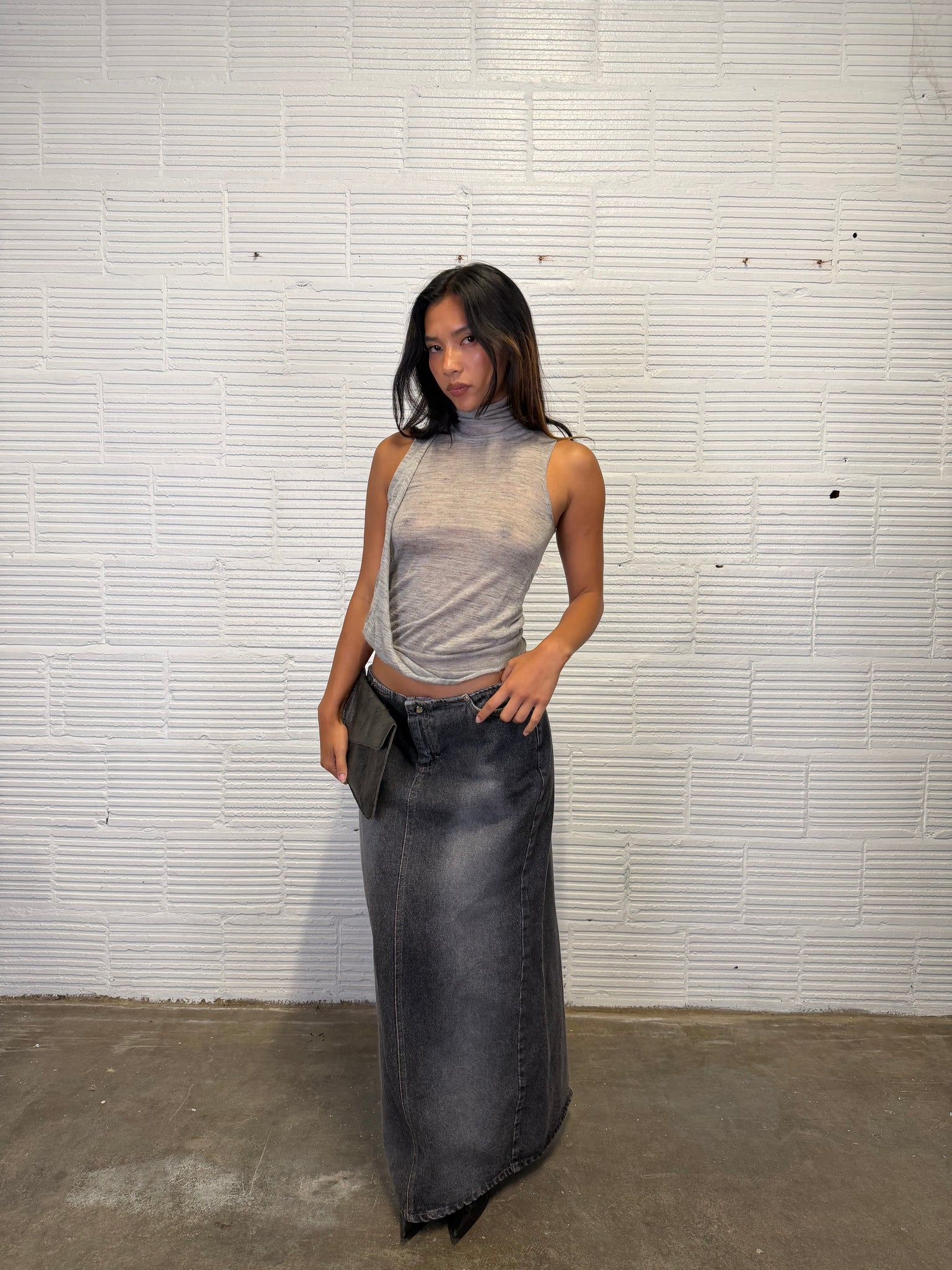 Washed Denim Skirt