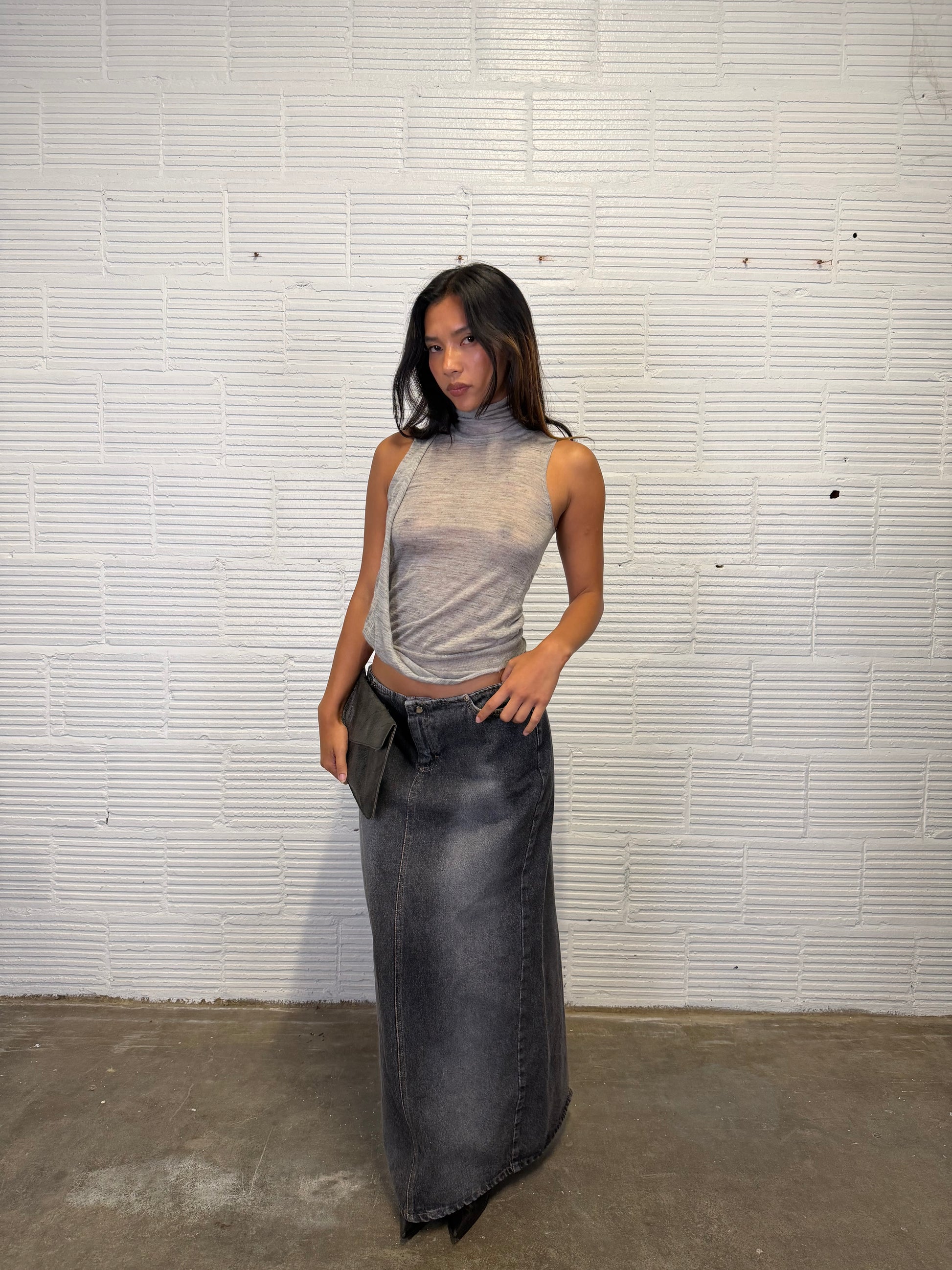 Washed Denim Skirt