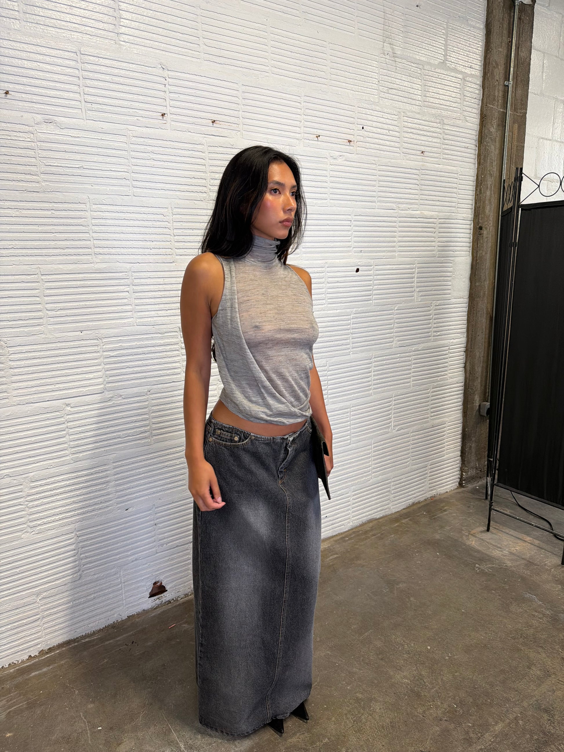 Washed Denim Skirt