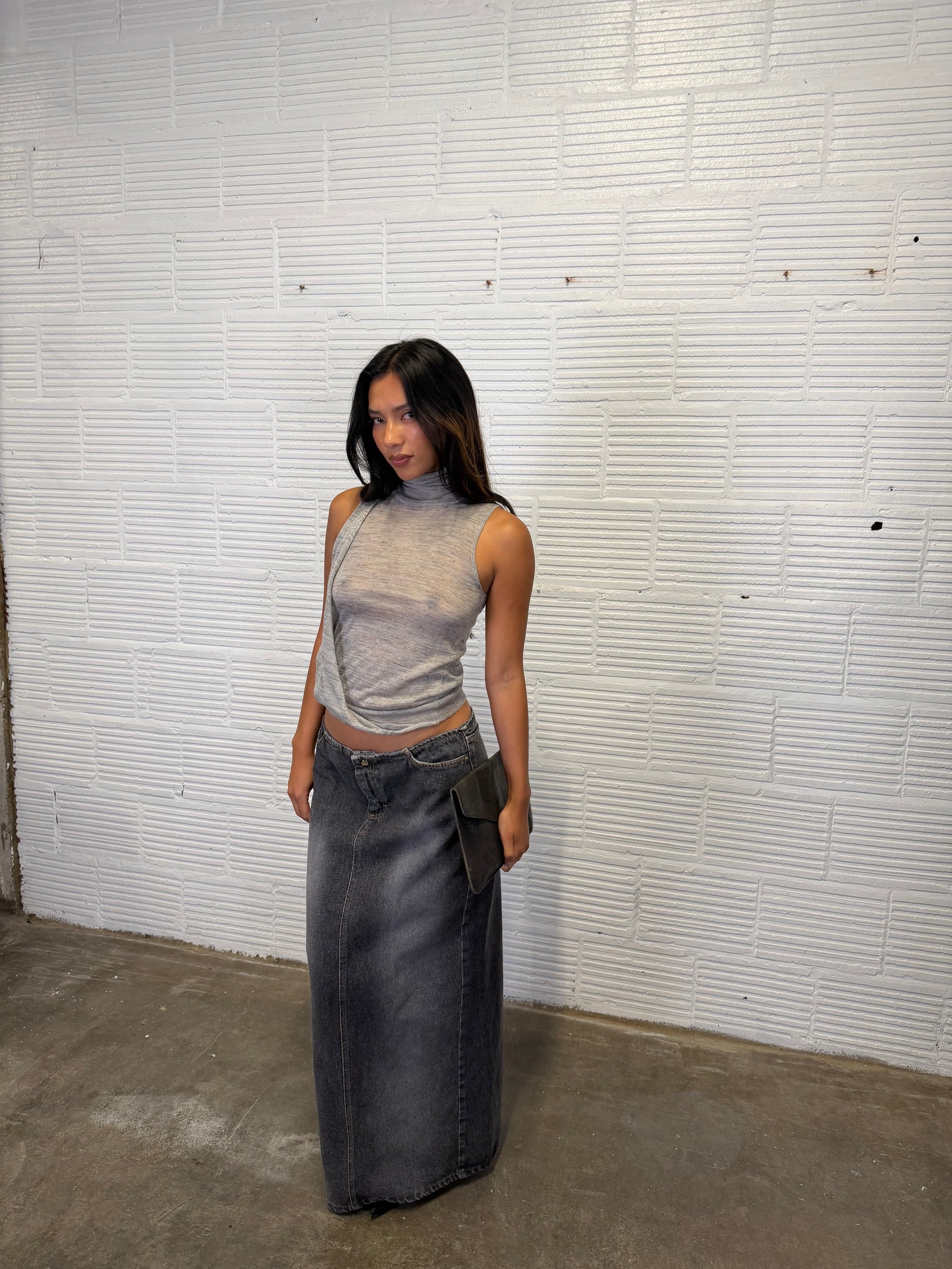 Washed Denim Skirt