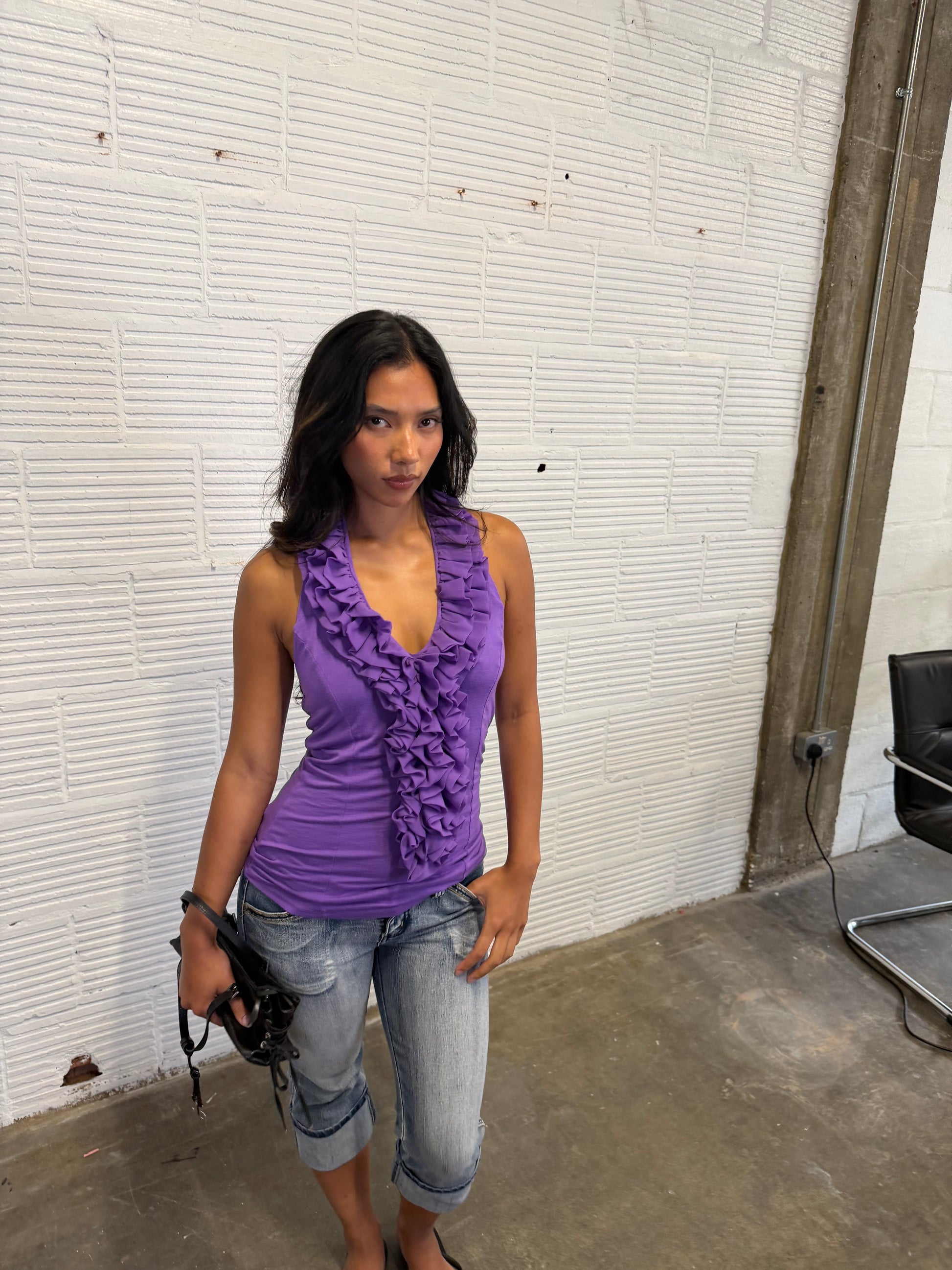 Ruffle Halter-Neck