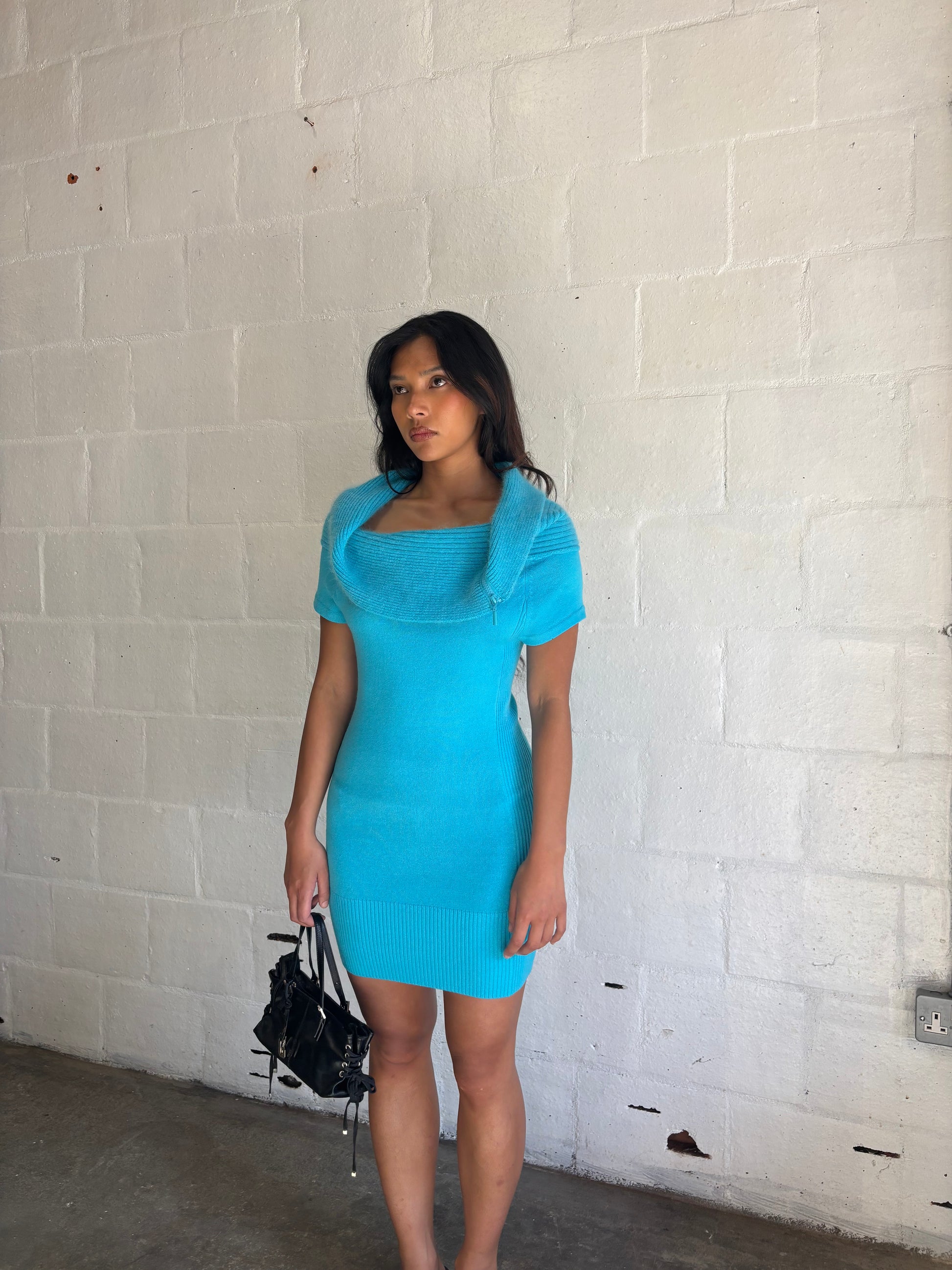 Aqua knit dress