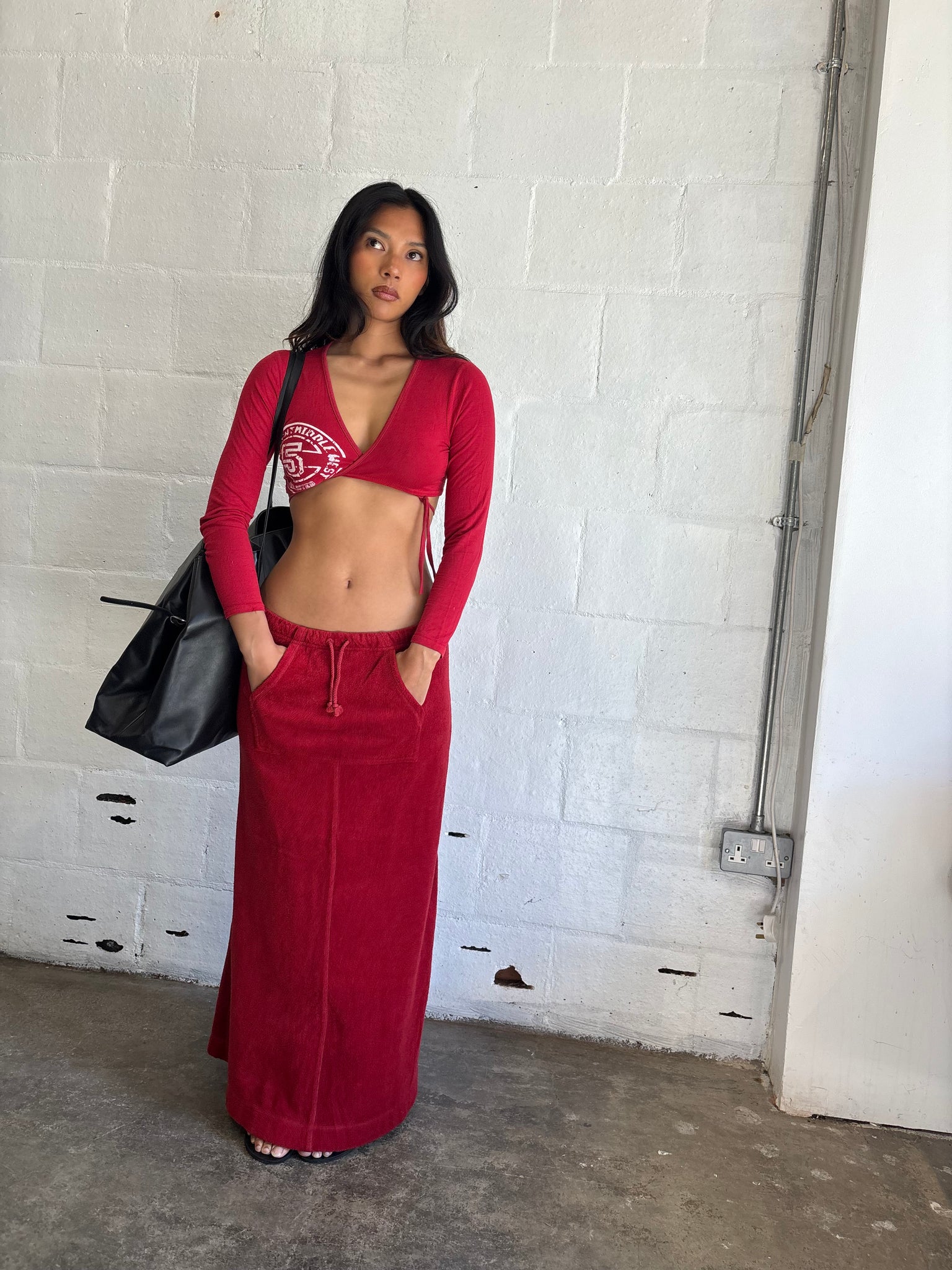 Towelling Midi Skirt