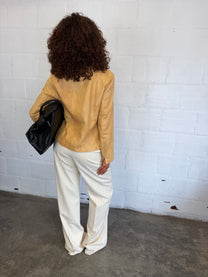 Funnel Neck Leather Jacket