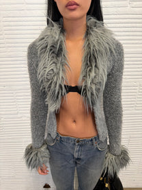 Fur Trim Cardigan