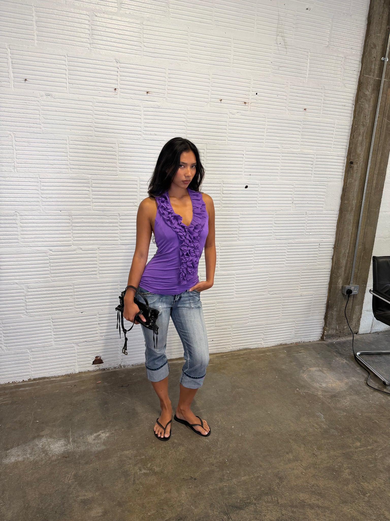 Ruffle Halter-Neck