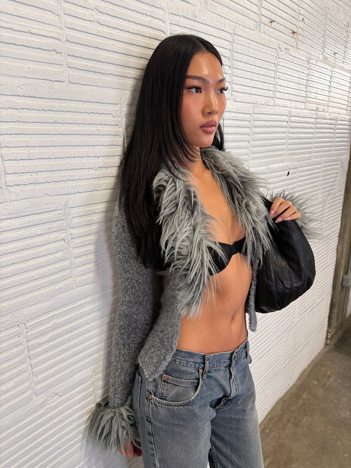 Fur Trim Cardigan