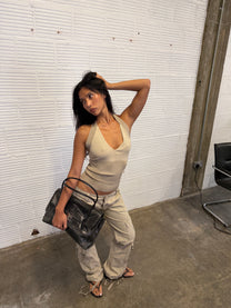 Beige Knit Halter Top
